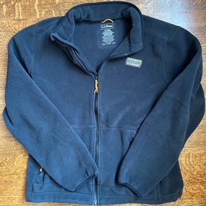 LL Bean Faded Black Fleece Zip Up Sweater - size Medium